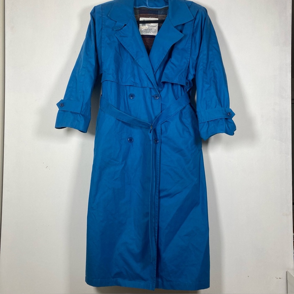 London Fog Maincoats Trench Coat Womens 6 Pet Zip Lining Button Blue Vintage